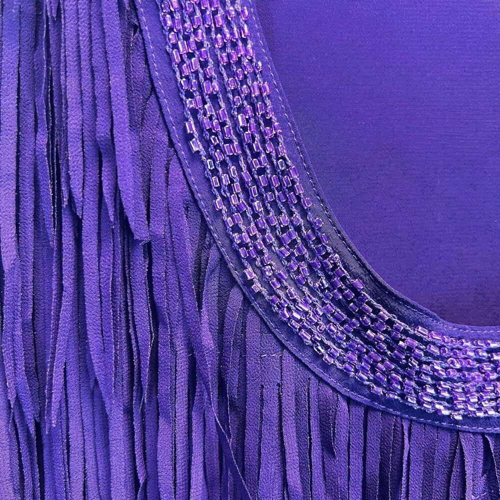 Cache Purple Beaded Fringe Sleeveless Top Size XL - Picture 4 of 5